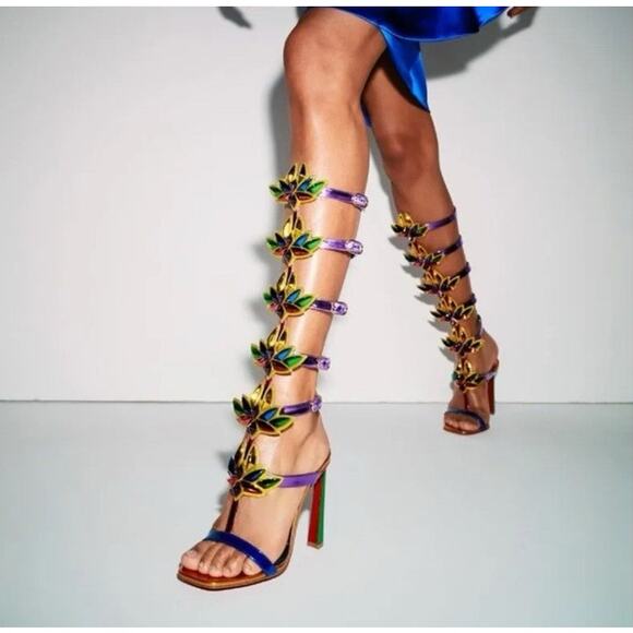 NEW Christian Louboutin Marvel Sea Warrior 100 Gladiator Knee High Sandals 39 - Picture 2 of 10